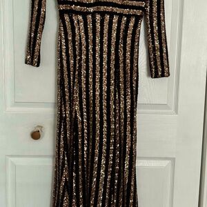 Elegant Black and Pink Sequin Dress